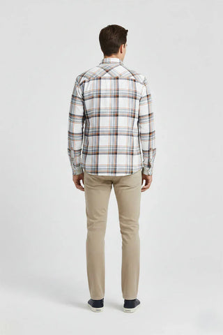 Check Button Down Shirt For Men - White - MEME