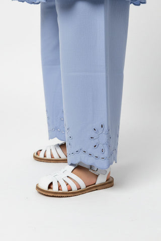 Embroidered Scallop Hem Pants For Baby  Girl
