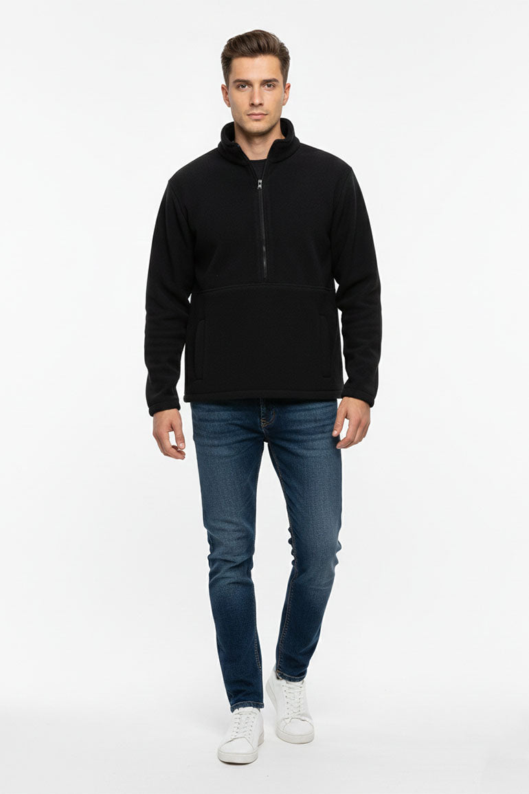 Half Zip Pullover for Man  - Black