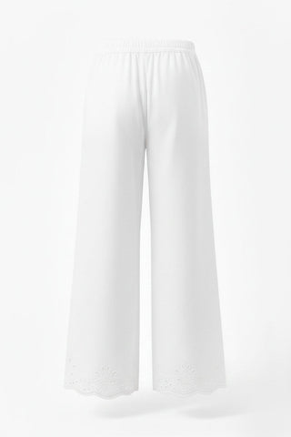 Embroidered Scallop Hem Pants For Girl