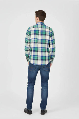 Check Button Down Shirt For Men - Green - MEME
