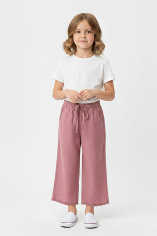 Lace Trim Drawstring Pants For Girl