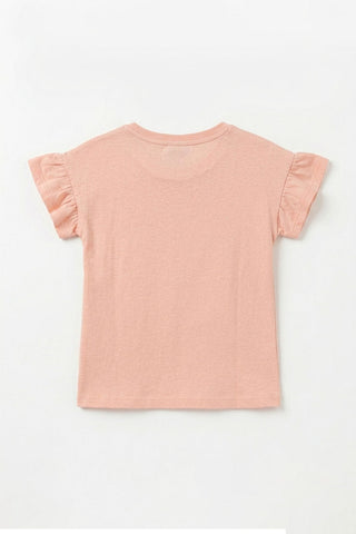 CHARACTER GRAPHIC RUFFLE SLEEVES T-SHIRT FOR BABY GIRLS
