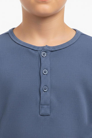 Waffle Knit Henley Top for Boy