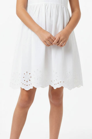 Embroidered Scallop Hem Top For Girl