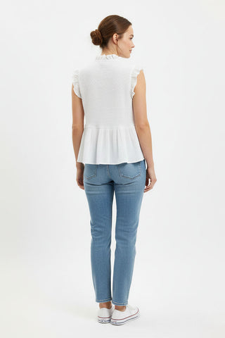 Smocked Peplum Top For Women