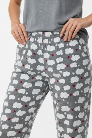 Cloud Print Cord Set for Women