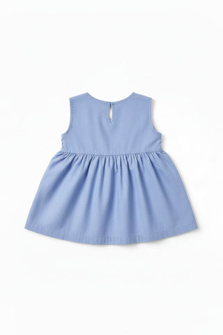 Embroidered Scallop Hem Dress For Baby Girl