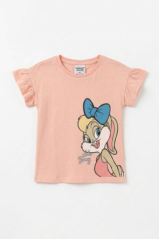 CHARACTER GRAPHIC RUFFLE SLEEVES T-SHIRT FOR BABY GIRLS