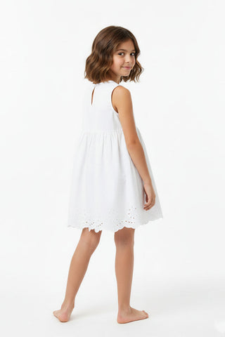 Embroidered Scallop Hem Top For Girl