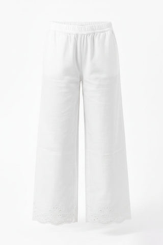 Embroidered Scallop Hem Pants For Girl