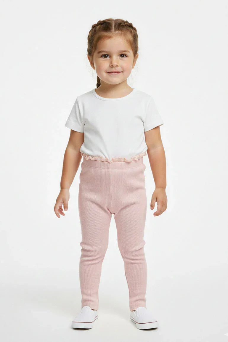 Ribbed Frill Waist Leggings for Baby Girl