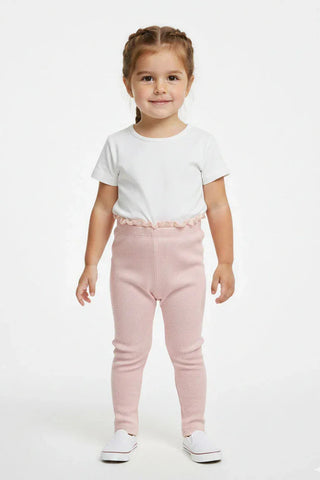 Ribbed Frill Waist Leggings for Baby Girl