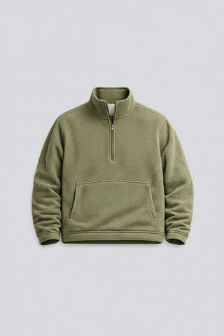 Zip Neck Pullover for Man - Olive