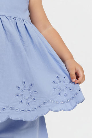 Embroidered Scallop Hem Dress For Baby Girl