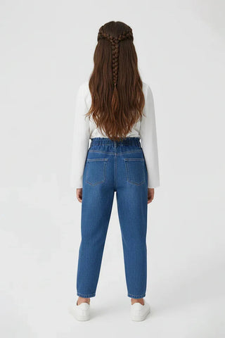 Paper Bag Denim Jeans For Girl