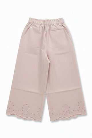 Embroidered Scallop Hem Pants For Baby Girl