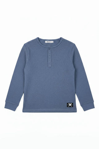 Waffle Knit Henley Top for Boy