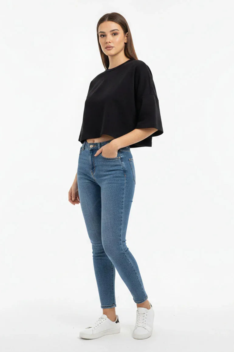 Relaxed Fit Crop T-Shirt for Women