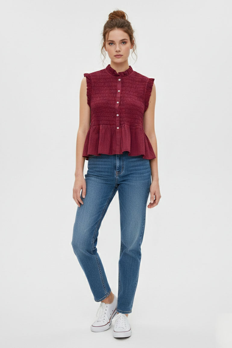 Smocked Peplum Top for Women
