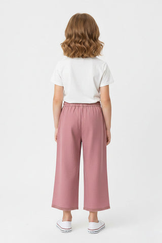 Lace Trim Drawstring Pants For Girl