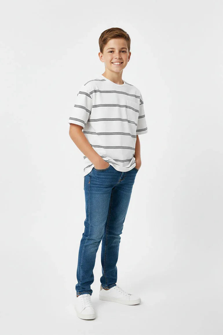 Striped T-Shirt for Boys - White & Black