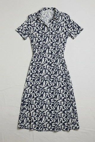 Leaf Print Shirt Dress For Women