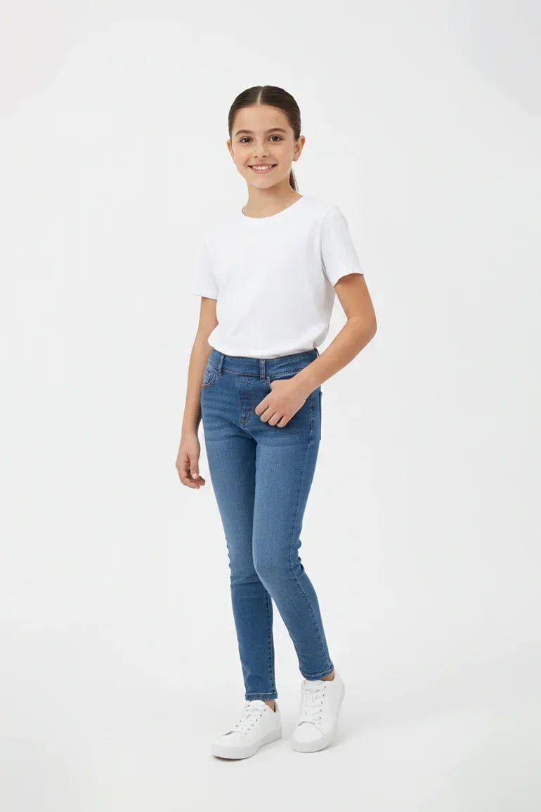 Medium Wash Skinny Denim Jegging For Girl
