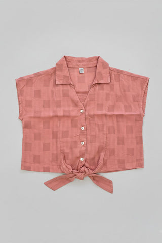 Tie Front Button Down Top For Girl