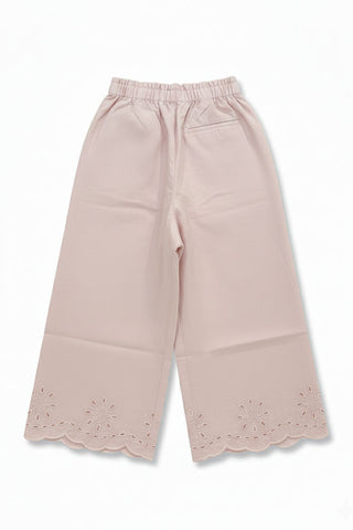 Embroidered Scallop Hem Pants For Baby Girl