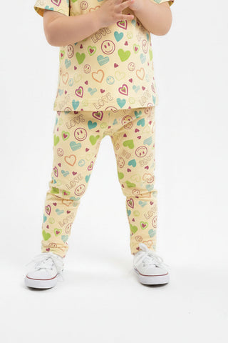 Love Print Tee And Leggings Set For Baby Girl