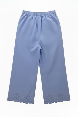 Embroidered Scallop Hem Pants For Girl