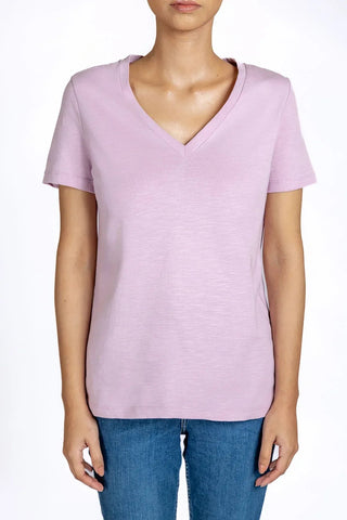 V-Neck Solid T-Shirt For Women - Rose Wine