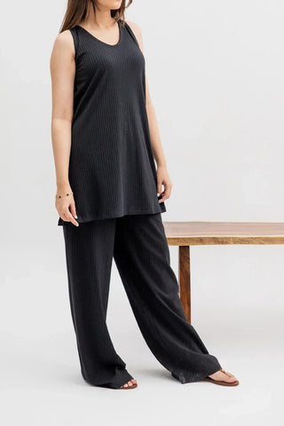 Women Sleeveless Co-Ord Set - Black