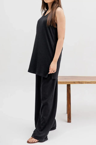 Women Sleeveless Co-Ord Set - Black
