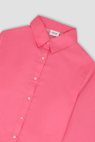 Cropped Solid Shirt For Women - Pink - MEME