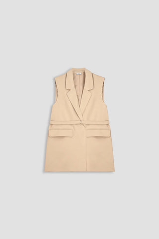Long Vest Coat For Women - Desert Sand