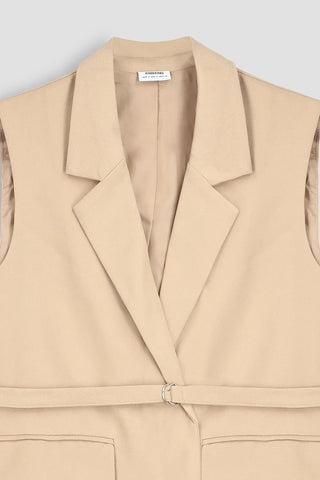 Long Vest Coat For Women - Desert Sand