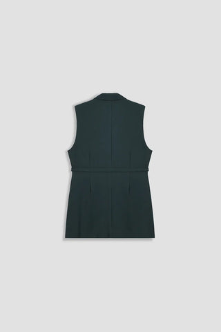 Long Vest Coat For Women - DARK GREEN