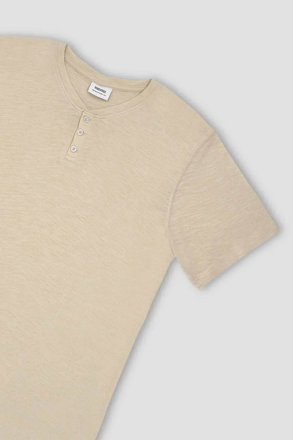 Crew Neck Basic T-Shirt For Men - Beige - MEME