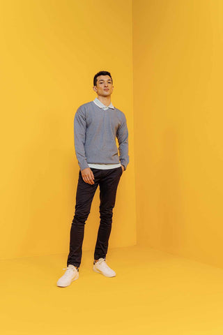 Solid V-Neck Sweater For Men
