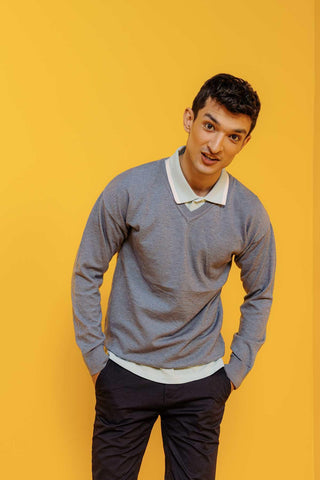 Solid V-Neck Sweater For Men