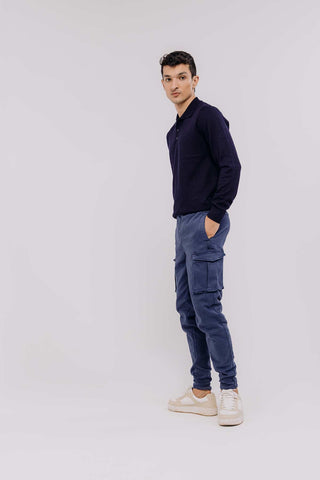 Polo Neck Sweater For Men - Navy