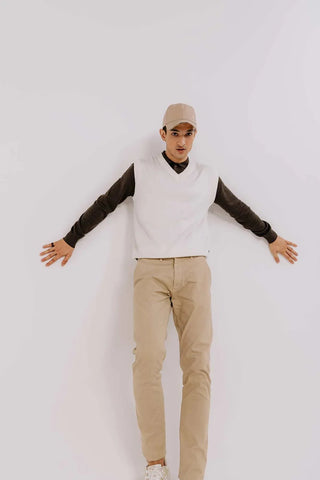 Vest V-Neck Sweater For Men - Ecru