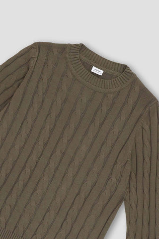 Crew Neck Sweater For Men - Toast Melange