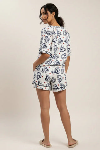 Bear Print Pajama Set For Women