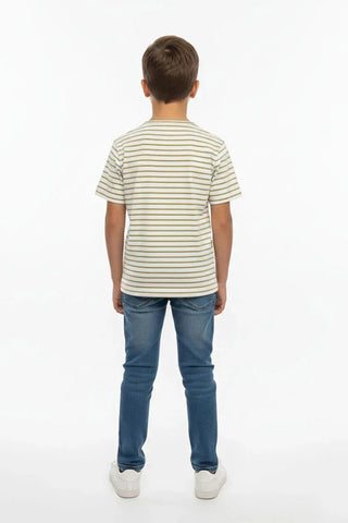Striped Button Neck T-Shirt for Boy