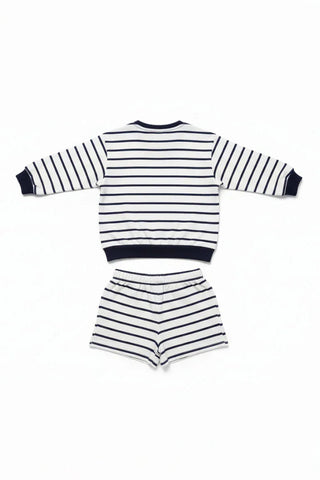 Striped Sweatshirt & Shorts Co-Ord Set for Girl