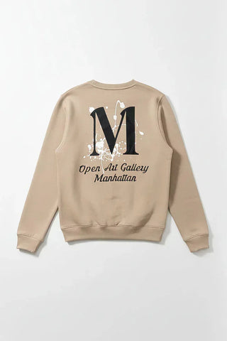 Minimal Logo Crewneck Sweatshirt for Women - Beige - MEME