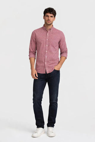 Check Button Down Shirt For Men - Red - MEME